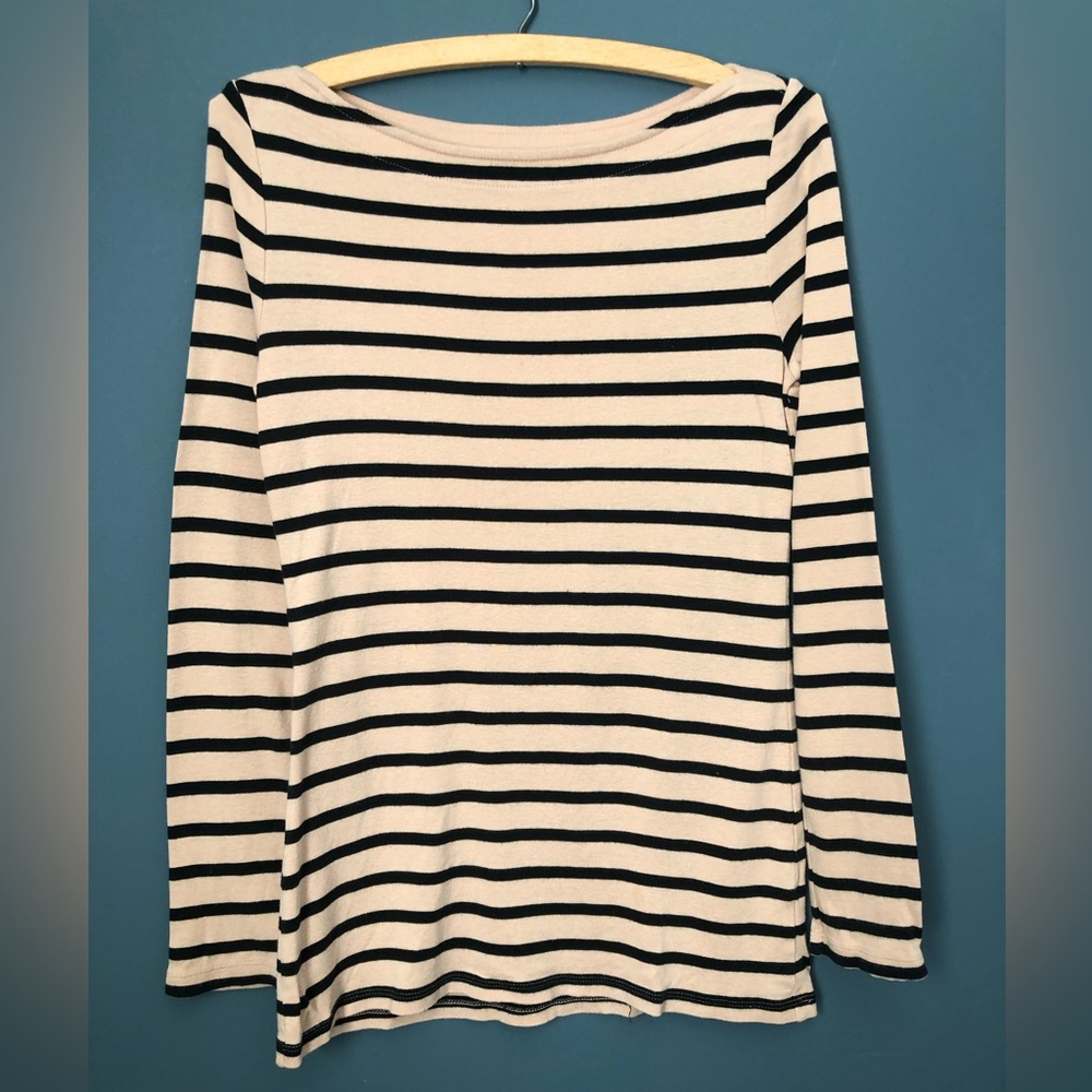 GAP Supersoft Black and Cream Striped Sweater